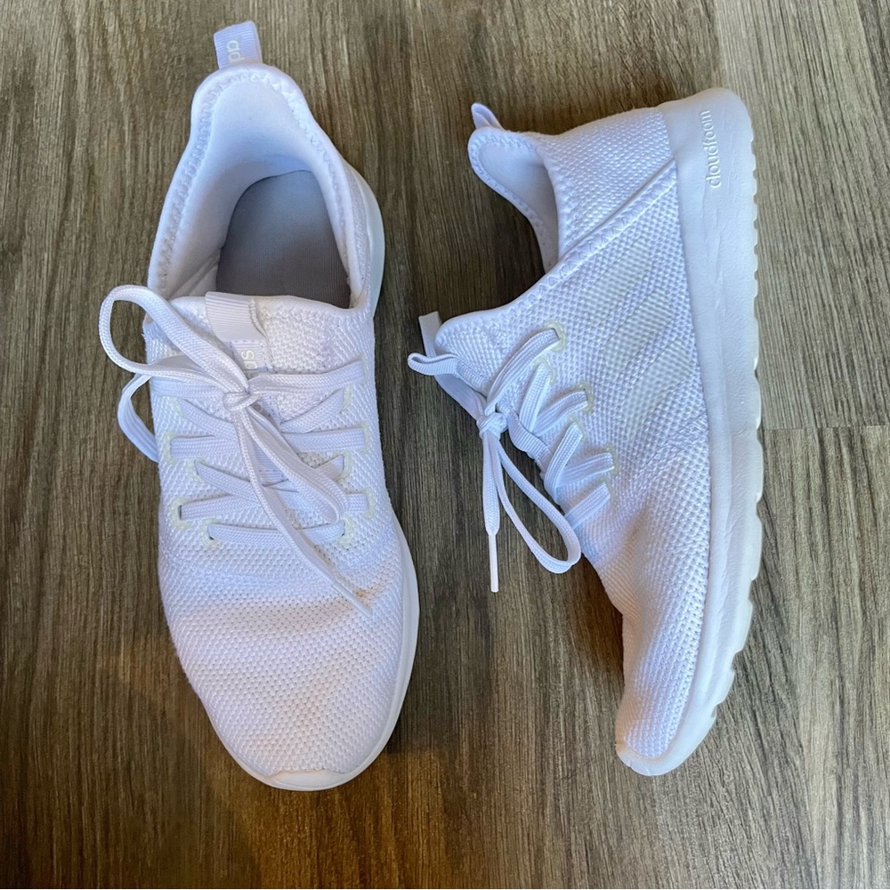 White Adidas Cloudfoam Pure Sneakers, Athletic Shoes